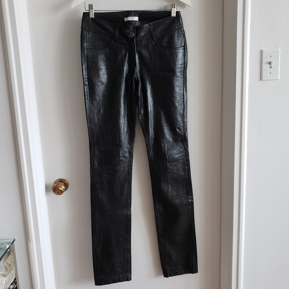 Promod Vintage Leather Slim fit Straight Leg Trouser Pants Super Soft W-Size 30 - Picture 2 of 8